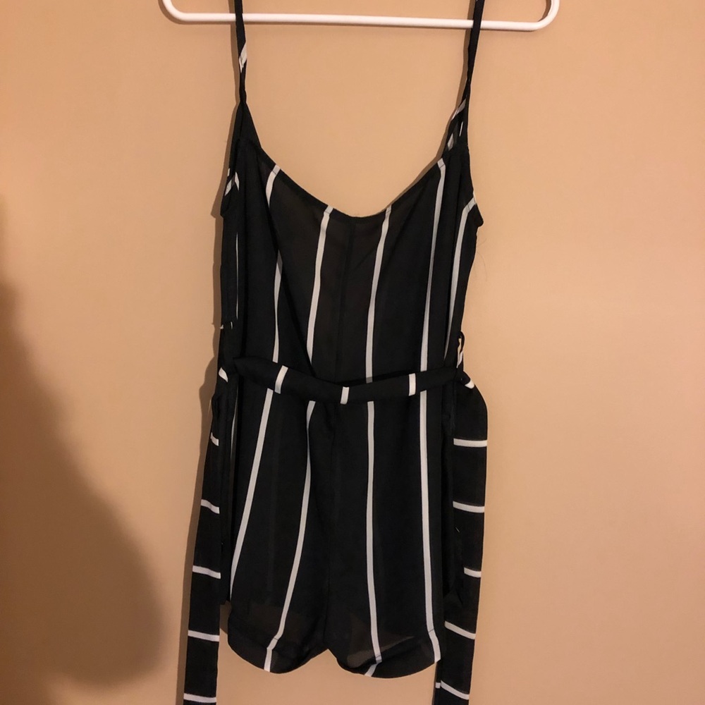 Black striped romper